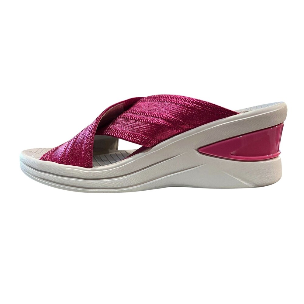 Bzees Hot Pink Metallic Vista Wedge Sporty Slip On Slide Sandals  Size US 7.5 - Picture 7 of 12